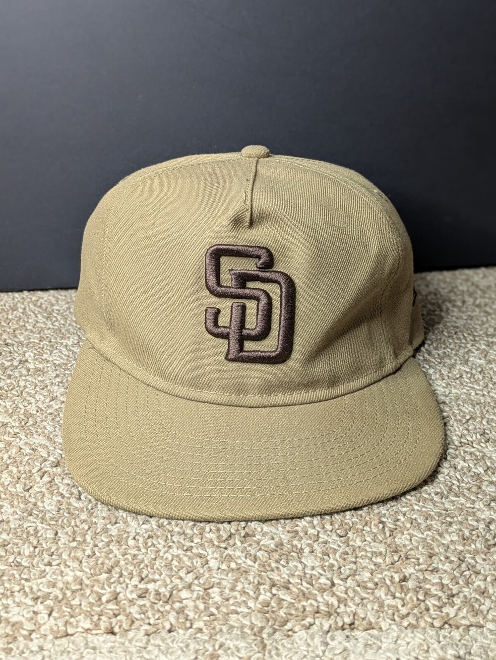 New Era San Diego Padres OSFM Snapback Hat Tan Brown MLB Polyester Flat Brim